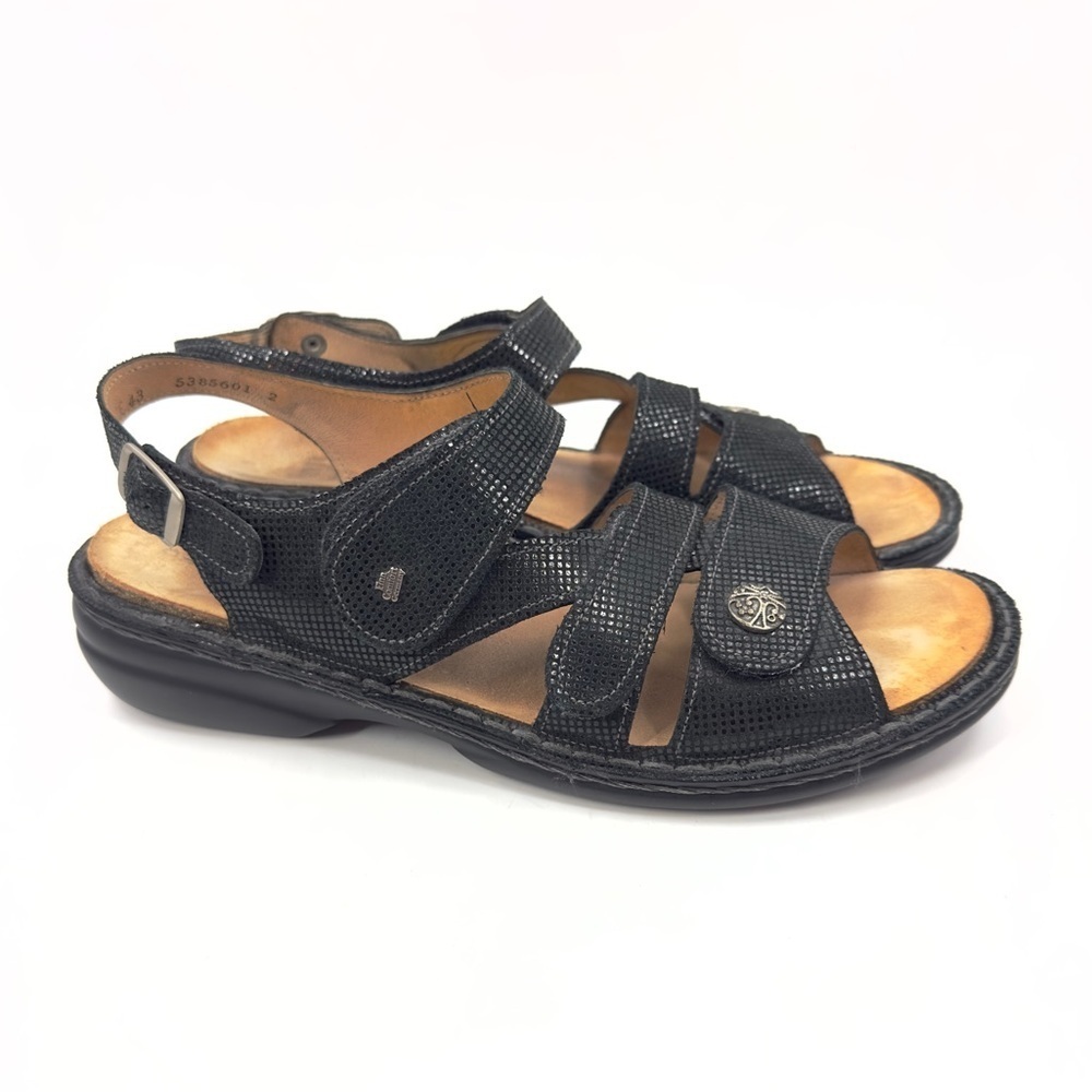 Finn Comfort Gomera Black Leather Sandals Womens 43 US 11.5 Comfort Adjustable